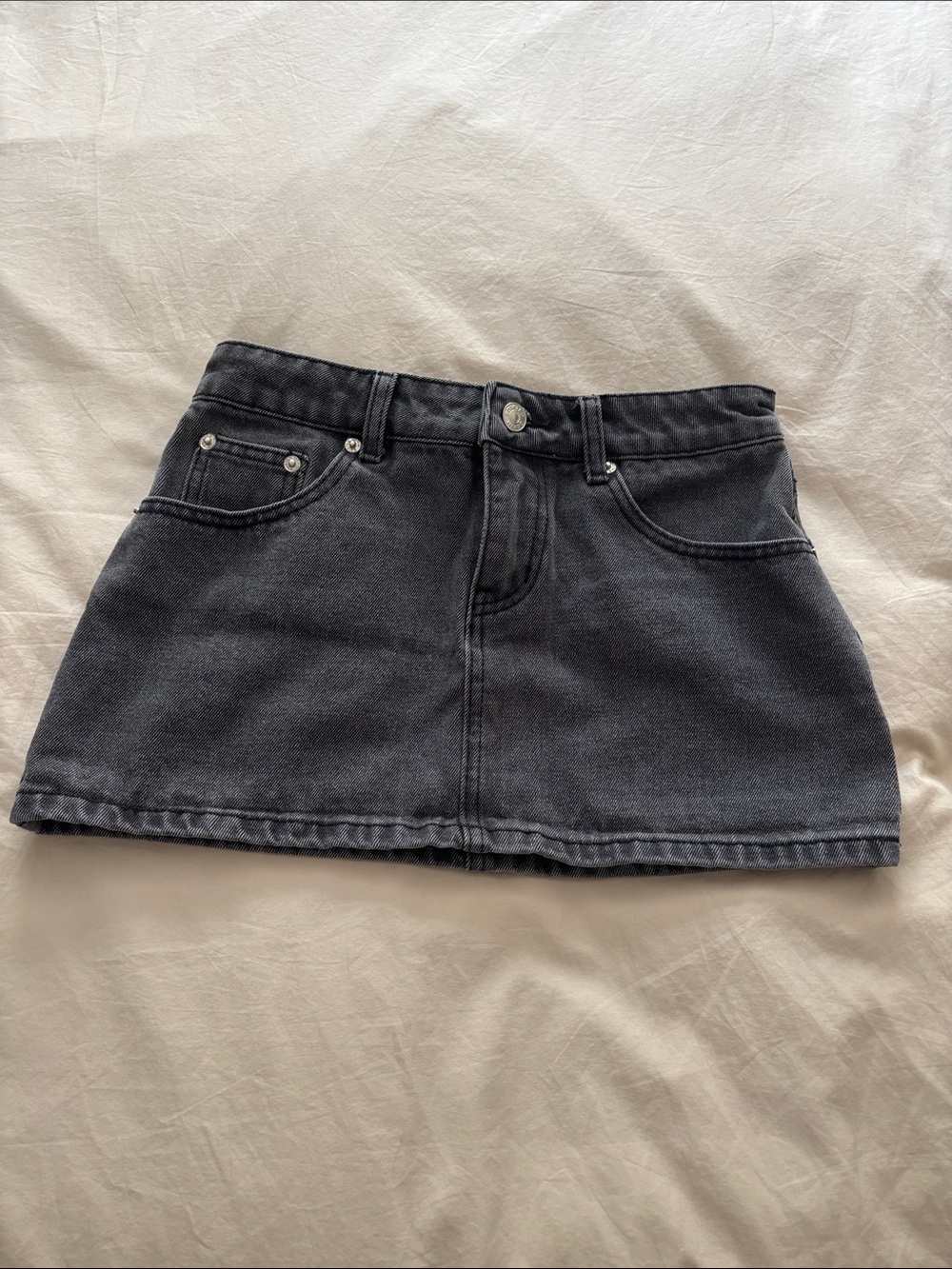 Edikted Black Washed Denim Mini Skirt